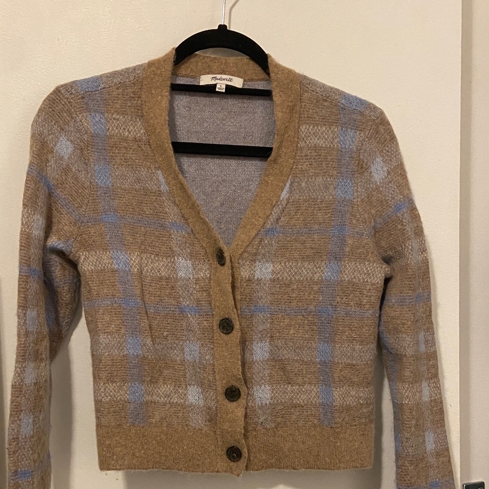 Madewell Plaid Button-Up Cardigan Sweater